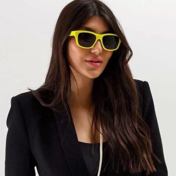BRAND NEW Celine CL40249U 39A MONOCHROMS Neon Yellow Smoke Geometric Sunglasses